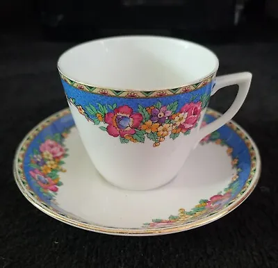 Buy Grosvenor China  Sidmouth  Blue Vintage Cup And Saucer Set X1 C1930 • 6.99£