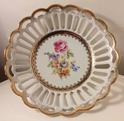 Buy Vintage- Dresden China Reticulated Bowl- Lattice Bowl- German Porcelain- Floral • 18£