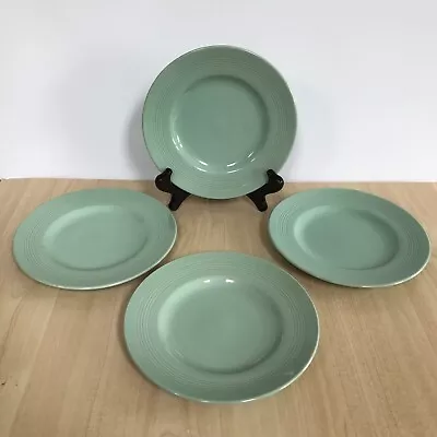 Buy Woods Ware Beryl Green Tea Cake Side Plate X 4 Vintage 1940s Ribbed Band 17cm • 18£