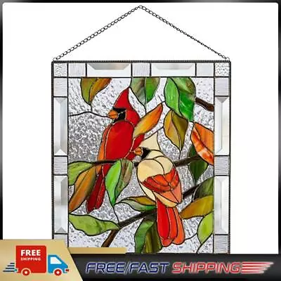 Buy Stained Glass Birds Panel Window Hanger For Garden Outdoor (1) • 10.79£