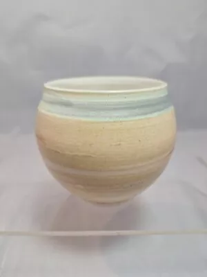 Buy Studio Pottery Posy Vase Sand, Blue, White Coloured Signed EF Approx 6.7cm Tall  • 11.99£