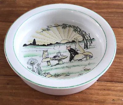 Buy Vintage The Imps Tea Party  Owl & Rabbit Nursery Ware Baby Plate Bowl Grimwades • 28£