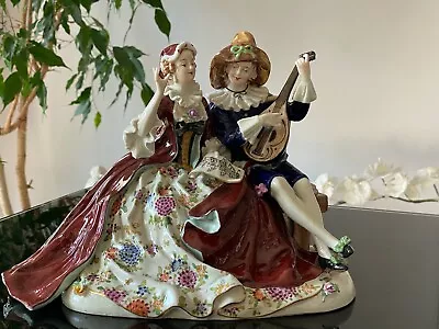 Buy Antique Dresden Capodimonte  Singing Couple  Figurine, Large! • 551.45£