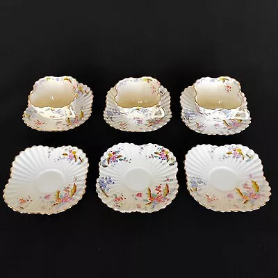 Buy Wileman & Co Dresden Flowers Cups And Saucers C1890 • 110£