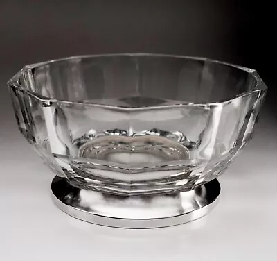 Buy Fidenza Vetraria Decagon Crystal Glass Bowl Silver Plated Foot, Italy Art Deco • 38.60£