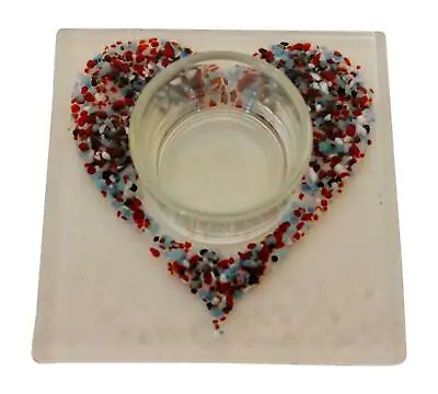 Buy Jules Jules Multi Colour Love Heart Fused Glass Candle Tealight Holder  • 27.95£