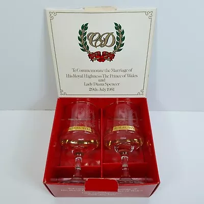 Buy Dema Two Royal Wedding Commemorative Goblets 1981 Diana & Charles Wine Glasses • 12.68£