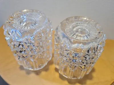 Buy Vintage Brutalist Pressed Glass Candle Holders Candlesticks 1960s - Pair • 24£