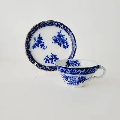 Buy Stanley Pottery Flow Blue Touraine Teacup & Saucer Vintage England C.1928 • 34.81£