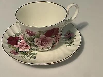 Buy Royal Vale, Bone China Tea Cup And Saucer, Pink Roses • 38.58£