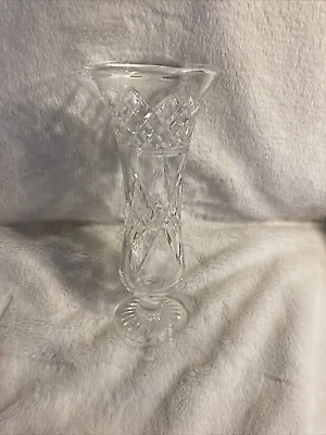 Buy Cut Lead Crystal Vase Glass 10” Vtg Lovely • 19.92£