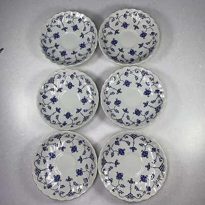 Buy Vintage Blue Myott Staffordshire Finlandia Saucer Dessert Plates Set Of 6 • 33.72£