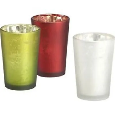 Buy NEW Set Of 3 Crate & Barrel Mercury Glass Splendid Votive Candle Holders Green  • 19.17£