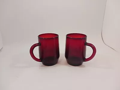 Buy Vintage French Ruby Red Glass Mugs • 16.03£