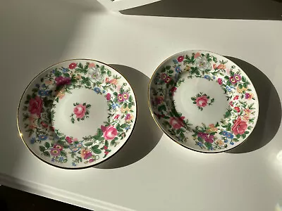 Buy Staffordshire Fine Bone China Plates X 2 Pretty Pink And Green Floral Pattern • 70£