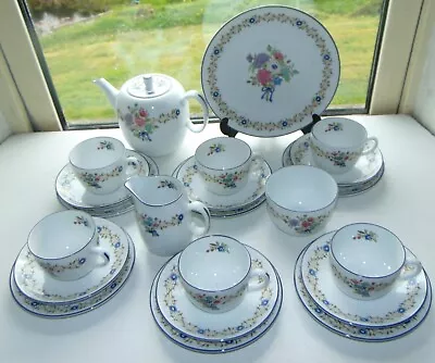 Buy Royal Worcester Bone China Midsummer Day Pattern 22PC Teapot Cups Saucer Plates • 65£