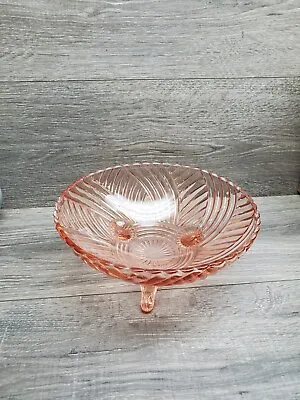 Buy Vtg Pink Glass Depression Glass Footed Candy Dish Trinket. • 16.41£