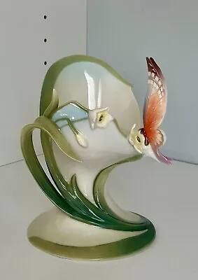Buy FRANZ- Butterfly Design Sculptured Porcelain 3  PILLAR CANDLEHOLDER -FZ00446 EUC • 71.15£