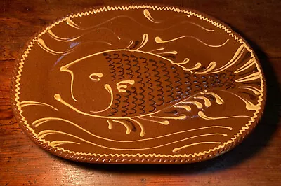 Buy Henderson Redware  Fish And Waves  Oval Platter Maine 15  X 11  • 42.68£