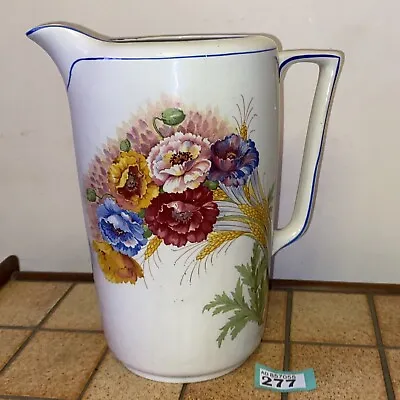 Buy VTG Art Deco Ceramic Floral White Glazed Water Pitcher Jug, Flower Vase • 9.75£