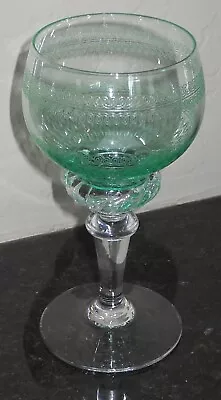 Buy Bohemian Optic Green Etched Claret Wine Glasses 5 3/8  Tall ** SET OF FOUR (4) • 58.16£