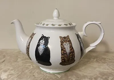 Buy St Michael Fine Bone China Tea Pot Tabby Kitties Cats Yellow Flowers English • 29.44£