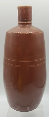 Buy Old 8-3/4  Pottery Stoneware Bottle / Jar Brown Glazed With Clamp Top Mark Mouth • 11.82£