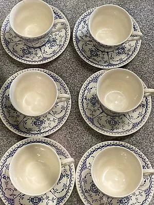Buy English England Ironstone Tableware 6 Cups And 6 Saucers Blue And White • 49.95£