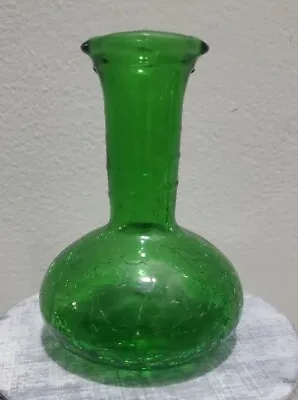 Buy Green Crackle Emerald Glass Bud Vase With Flared Rim 5.5 ” Tall • 19.20£