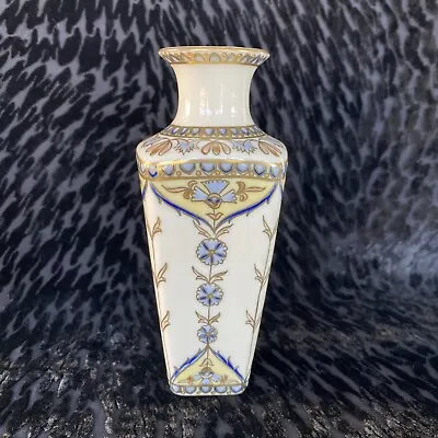 Buy Zsolnay Pecs Hungary Porcelain Hand Painted Bud Vase Floral Bouquet Blue Gold • 18.25£