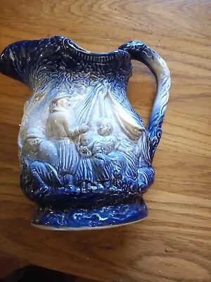Buy Flow Blue & White Staffordshire Pottery Jug Burleigh Beautiful  Antique Repro • 11.95£