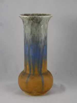 Buy 1930's Ruskin Art Pottery Vase Blue  Orange & Grey Crystalline • 65£