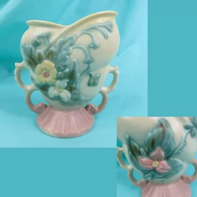 Buy Hull Wildflower Vase 2 Sided Double Handle Yellow Pink Flowers Floral Small Vtg • 26.26£