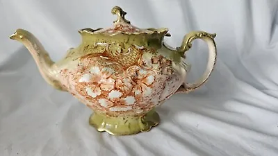 Buy Stoke Staffordshire English Teapot - Green Hand-Painted Gilded Antique • 114.99£
