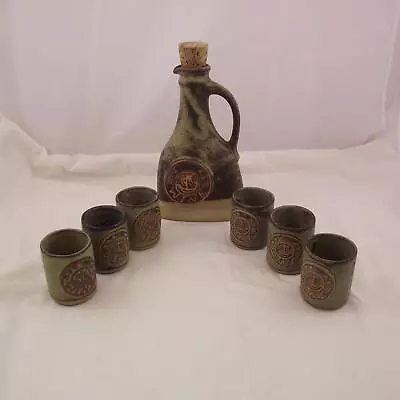 Buy Tremar Wine Jug & 6 Cups Vintage Cornish Studio Pottery With Cork • 29.99£