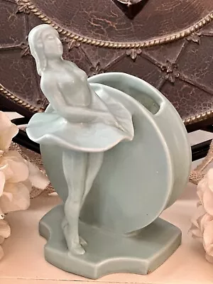 Buy VTG 1940's Art Deco Royal Haeger Ballerina Pottery Figural Moon Vase 8  Aqua • 38.42£