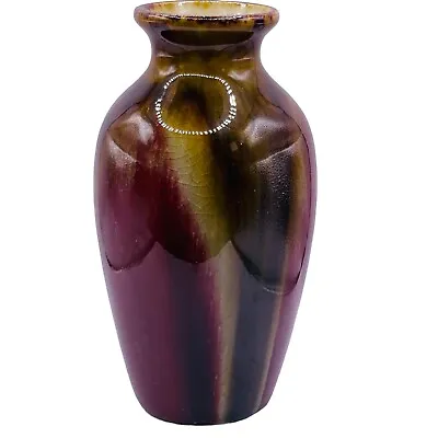 Buy Vintage Studio Art Pottery Bud Vase Oxblood Flambé Drip Glazed  6” • 23.02£