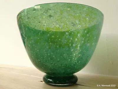 Buy William Butler Whitefriars Glass C 1930s Cloudy Green Footed Glass Bowl Vtg # • 380£