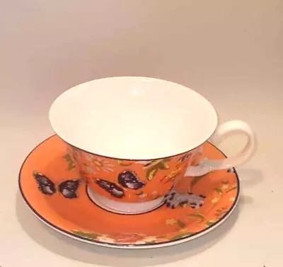 Buy Aynsley Windsor Cottage Garden  Tea Cup And Saucer Orange • 15.99£
