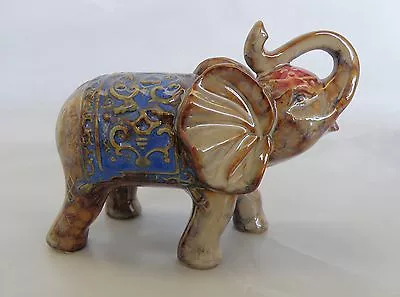 Buy Red & Blue Decorated Indian Elephant Ceramic Figurine/Statue *NEW* • 15.16£