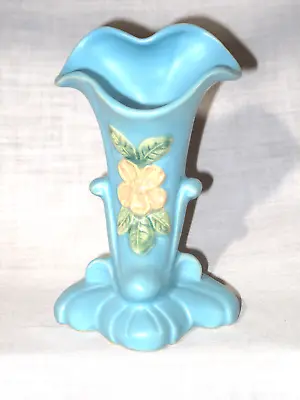 Buy Vintage Weller Pottery Vase Cornucopia Blue Footed 1940s Fully Mark Pink Dogwood • 23.98£