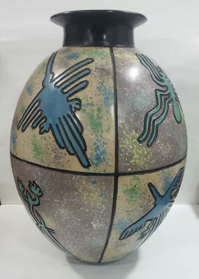 Buy Vintage Chulucanas Peruvian Pottery Vase Large Nazca Spider Condor Bird Lizard • 89£