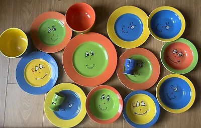 Buy 90’s Trade Winds Expression Crockery Set Bowls, Plates, Egg Cups Funny Faces • 45.99£