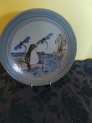Buy Highland Stoneware Scottish Pottery Plate With Frog Fishing And Dragonflies • 22.99£