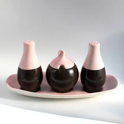 Buy Vintage 1960s Carlton Ware Australian Pink Brown Ceramic Salt & Pepper Cruet Set • 30£