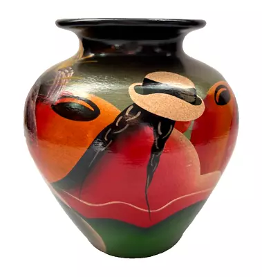 Buy Handpainted South American Art Pottery Vase Vibrant Color Geometric Shape Signed • 17.57£