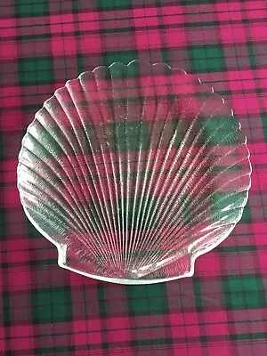 Buy Vintage Arcoroc Sea Shell Scallop Clear Glass Serving Plate, France X 4 • 35£