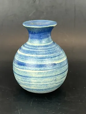 Buy Studio Art Pottery Bud Vase Blue And White Signed 3.5” • 14.39£