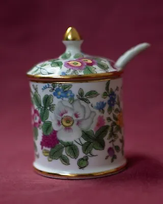 Buy Vintage Crown Staffordshire Bone China Mustard Pot With Lid And Spoon • 13£