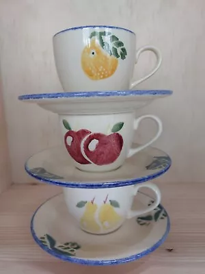 Buy Poole Pottery Dorset Fruits Tea Cups Spongeware Orange Apples Pears  • 12.99£